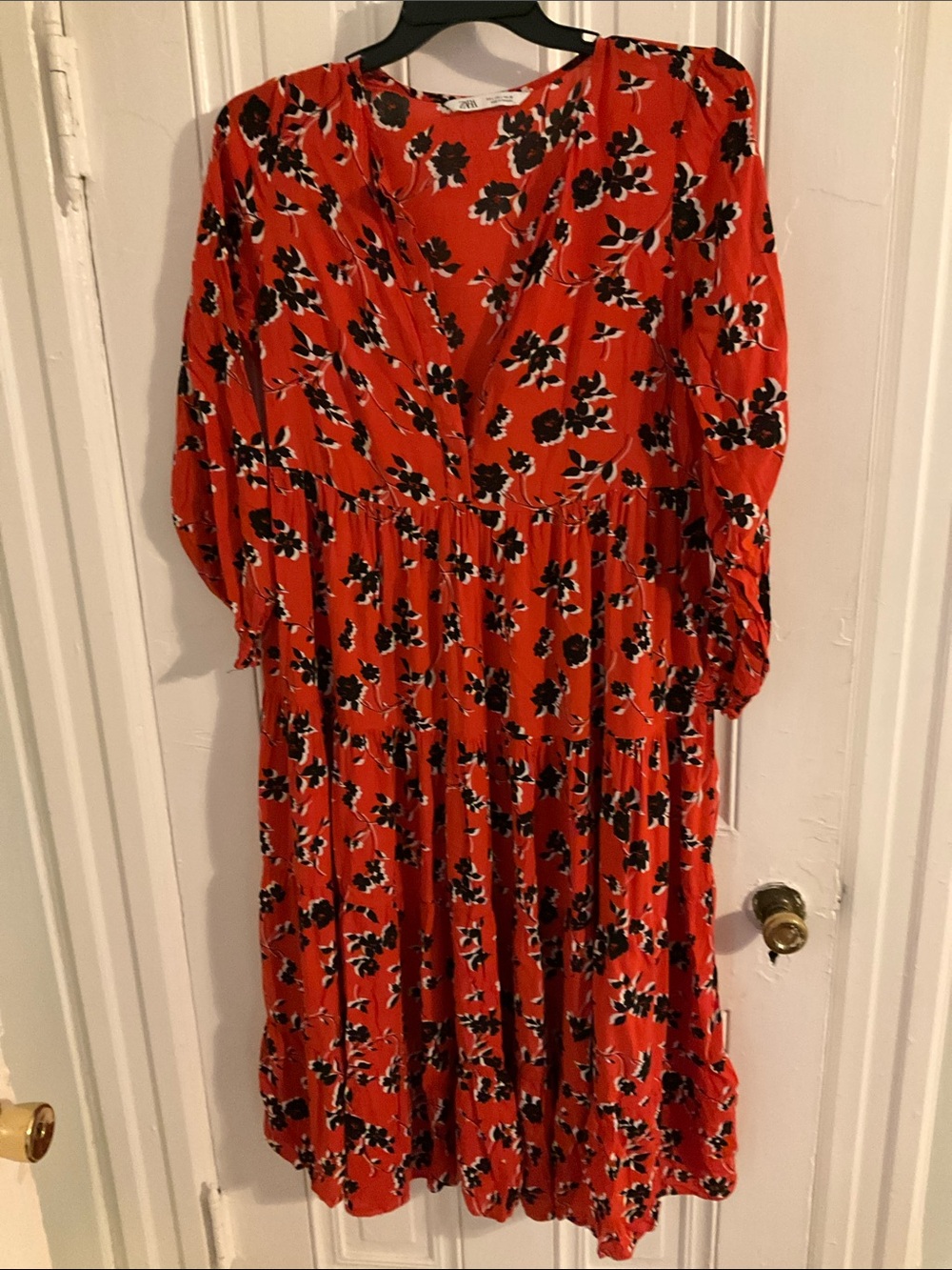 ZARA Tiered Floral Midi  Oversized‎ Dress SZ L